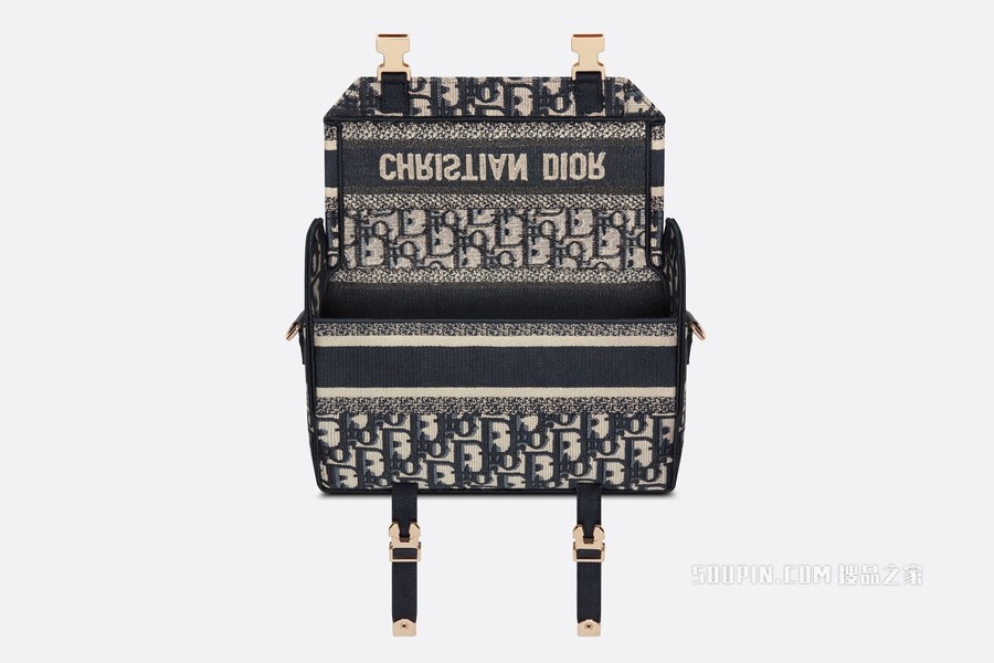 小号 Diorcamp 手袋 蓝色刺绣 Oblique 印花