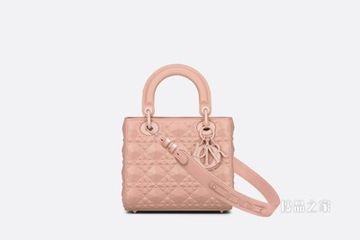 小号 Lady Dior My ABCDior 手袋 玫瑰粉色牛皮革钻石形图案藤格纹