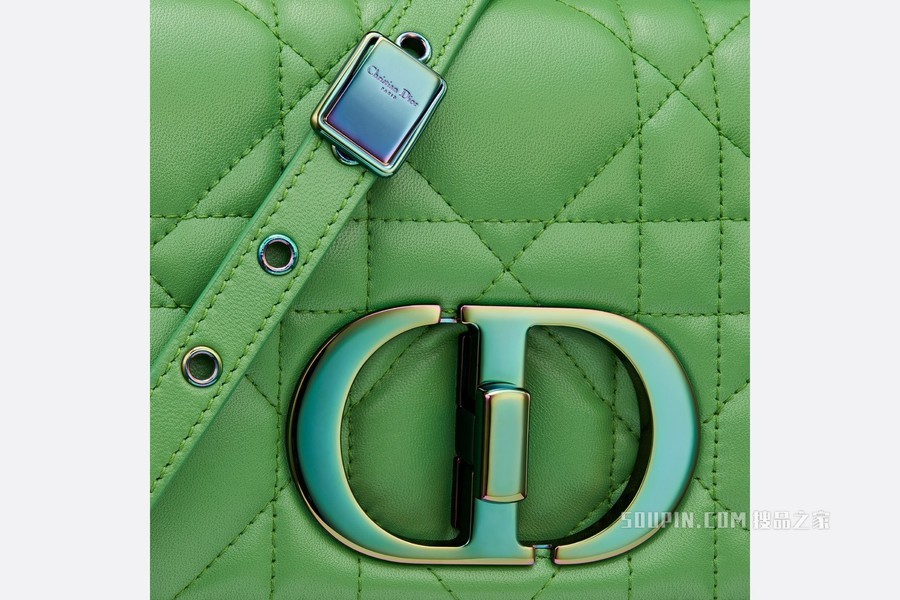 最高級⭐️美品　Christian Dior レザー　グローブ　グリーン　20号 DIOR/迪奥】小号Dior Caro 手袋亮绿色牛皮革绗缝效果超大藤格纹
