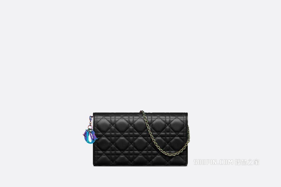 Lady Dior 链条手袋 黑色羊皮革藤格纹