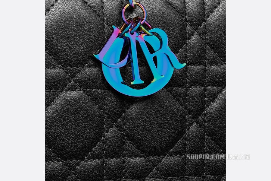 Lady Dior 链条手袋 黑色羊皮革藤格纹