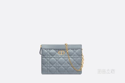 Dior Caro 链条手袋 云雾蓝柔软牛皮革藤格纹