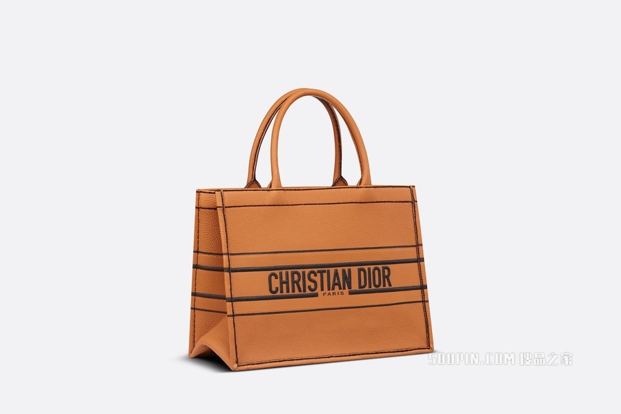 中号 Book Tote 手袋 棕色粒面牛皮革 (36.5 x 28 x 17.5 cm)