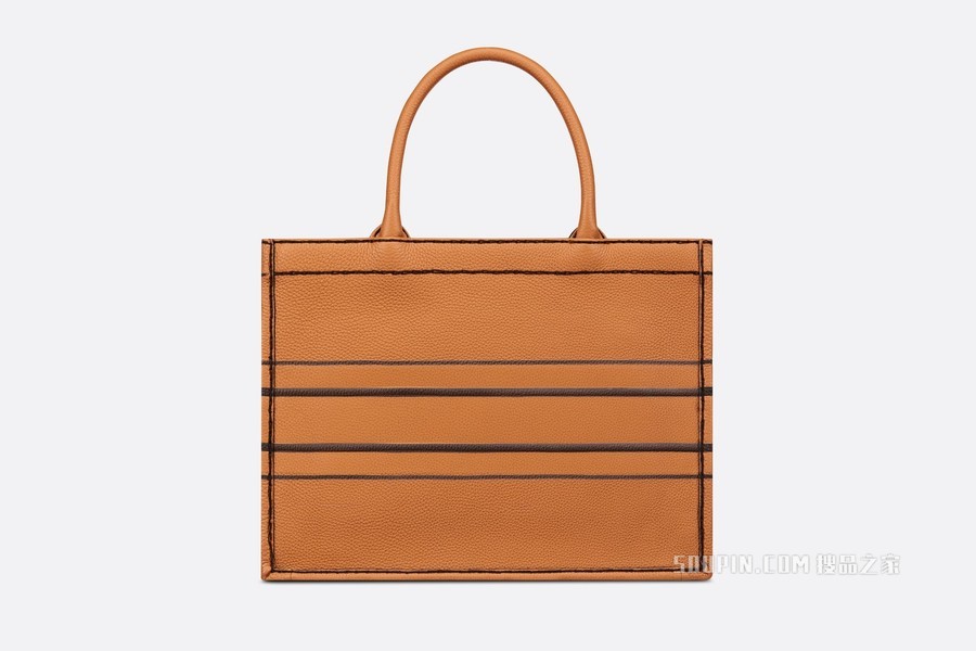 中号 Book Tote 手袋 棕色粒面牛皮革 (36.5 x 28 x 17.5 cm)