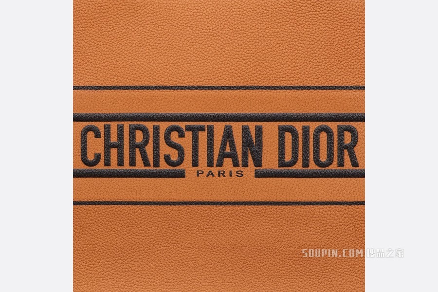 中号 Book Tote 手袋 棕色粒面牛皮革 (36.5 x 28 x 17.5 cm)