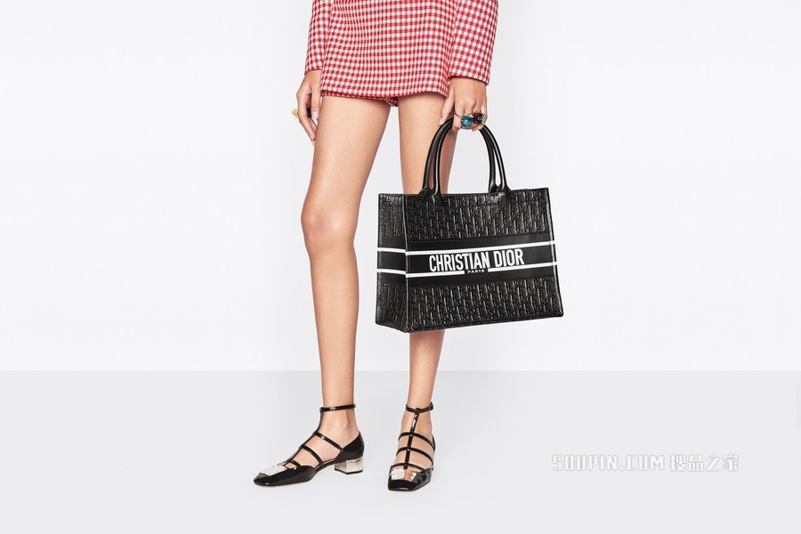 中号 Book Tote 手袋 棕色粒面牛皮革 (36.5 x 28 x 17.5 cm)