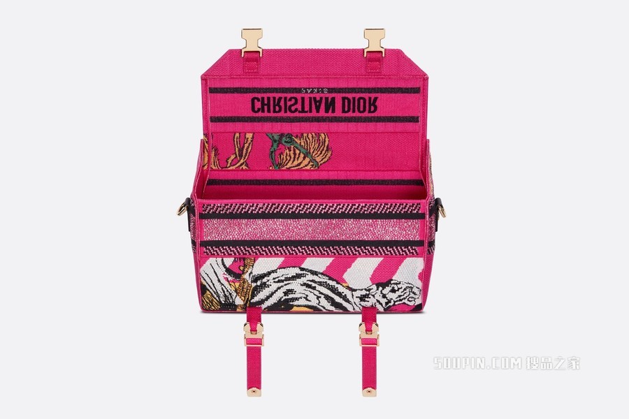 小号 Diorcamp 手袋 粉色科技帆布 Zoom 茹伊印花仿水晶装饰