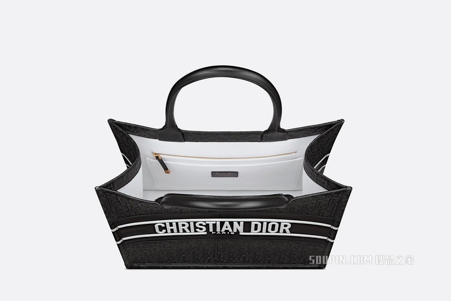 中号 Book Tote 手袋 黑色镂空和压花牛皮革 Oblique 印花 (36.5 x 28 x 17.5 cm)