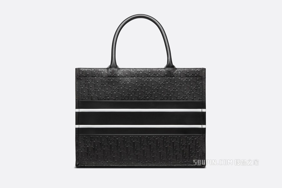 中号 Book Tote 手袋 黑色镂空和压花牛皮革 Oblique 印花 (36.5 x 28 x 17.5 cm)