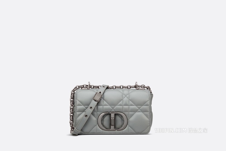 小号 Dior Caro 手袋 灰色牛皮革绗缝效果超大藤格纹