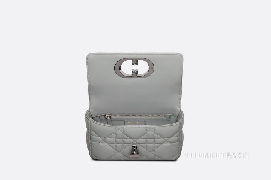 小号 Dior Caro 手袋 灰色牛皮革绗缝效果超大藤格纹