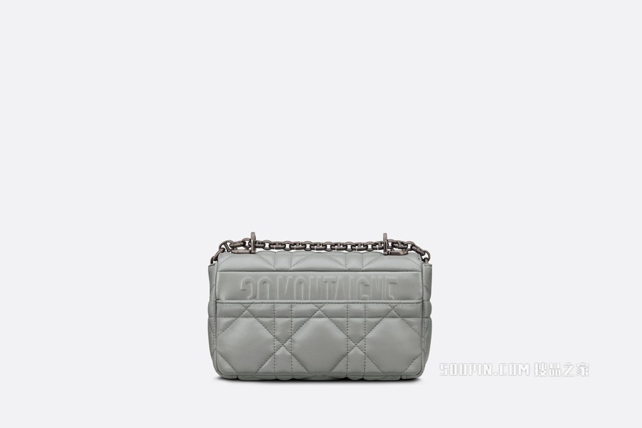 小号 Dior Caro 手袋 灰色牛皮革绗缝效果超大藤格纹