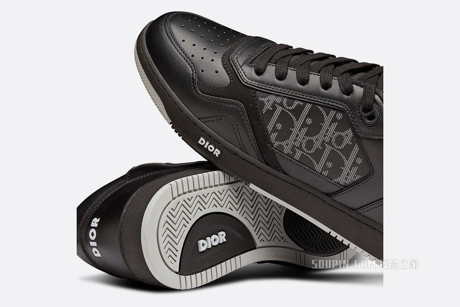 B27 低帮运动鞋 黑色 Oblique Galaxy 印花效果皮革搭配光滑牛皮革和绒面革