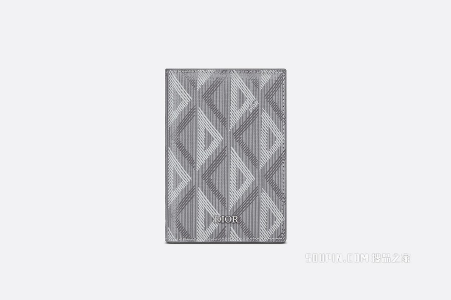 双折卡夹 迪奥灰帆布 CD Diamond 图案