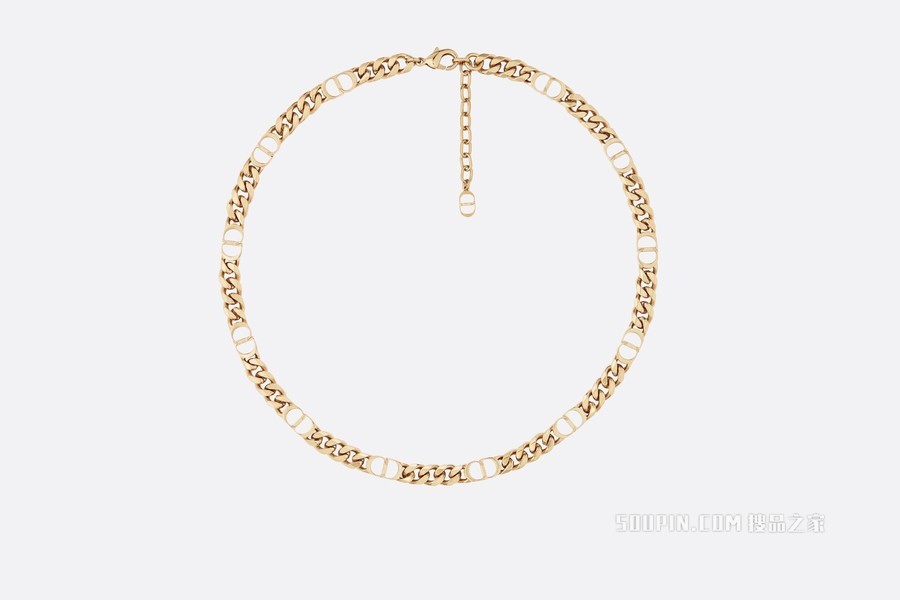 CD Icon 细链环项链 金色饰面黄铜