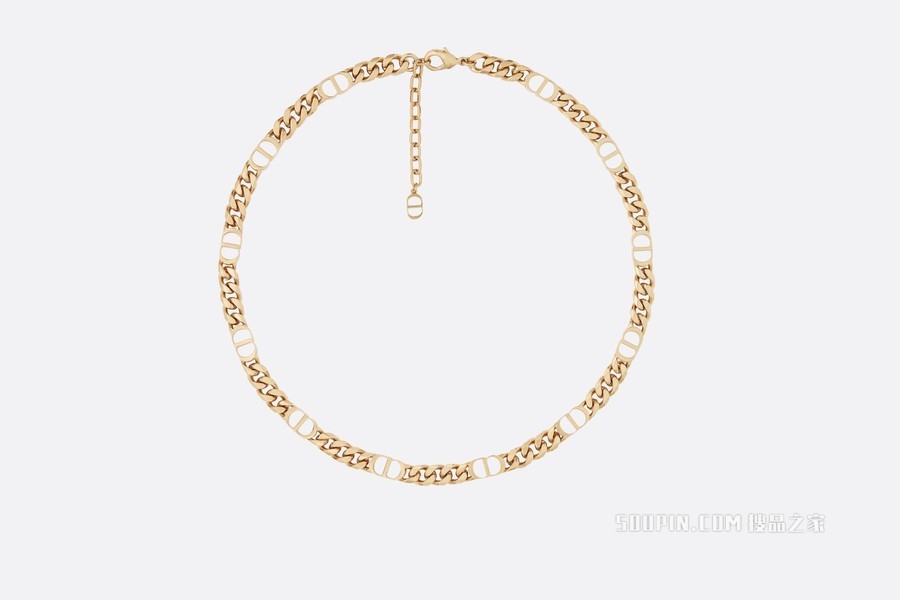CD Icon 细链环项链 金色饰面黄铜