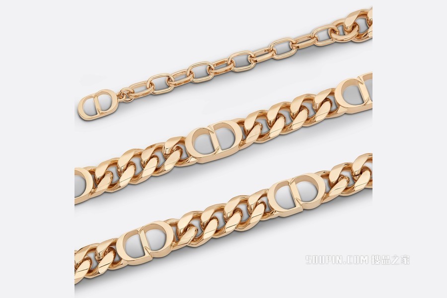 CD Icon 细链环项链 金色饰面黄铜