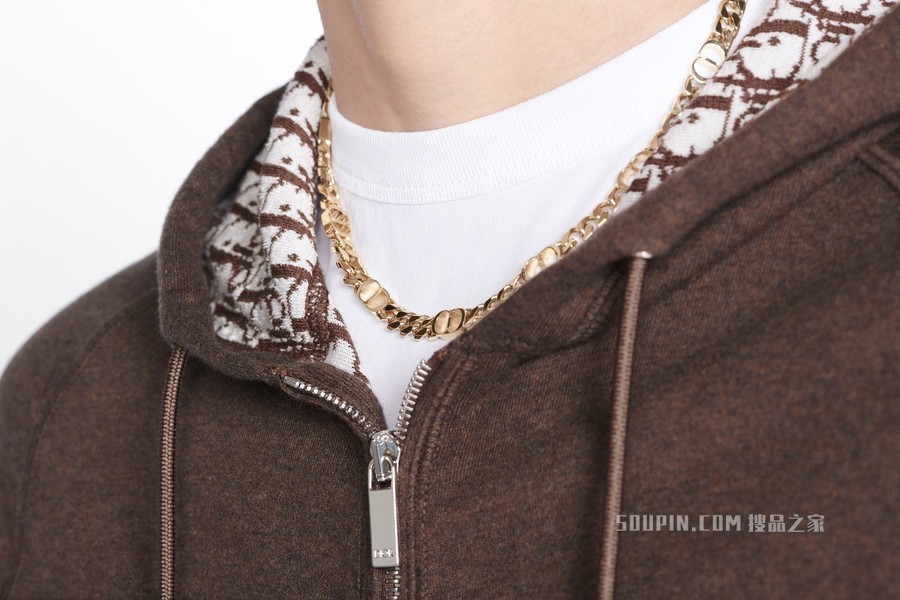 CD Icon 细链环项链 金色饰面黄铜