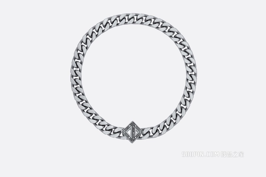 CD Diamond 链环项链 复古银色饰面黄铜