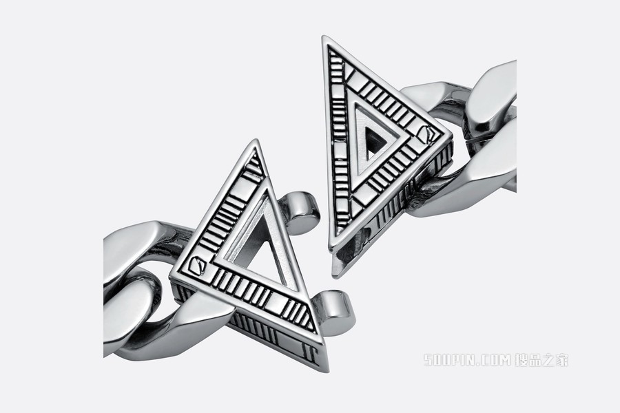 CD Diamond 链环项链 复古银色饰面黄铜