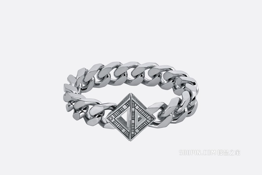 CD Diamond 链环手链 复古银色饰面黄铜