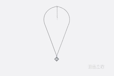 CD Diamond 吊坠项链 复古银色饰面黄铜