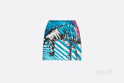 迷你裙 多色刺绣薄纱 D-Jungle Pop 图案