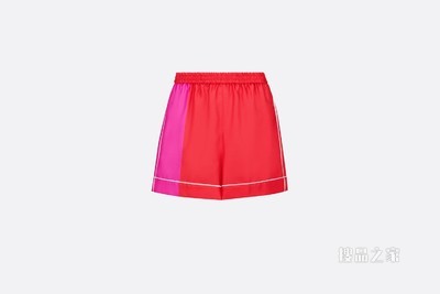 Dior Chez Moi 短裤 亮粉色和粉色桑蚕丝斜纹面料
