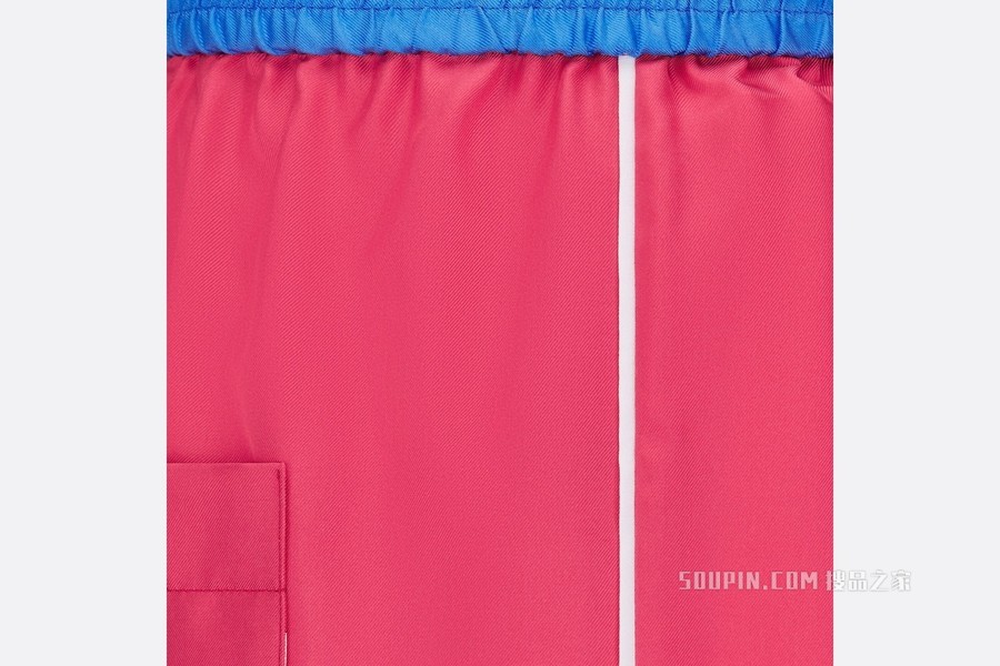 Dior Chez Moi 短裤 亮粉色和荧光蓝色桑蚕丝斜纹面料