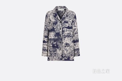 Dior Chez Moi 衬衫 海军蓝色桑蚕丝斜纹面料 Reverse 茹伊印花