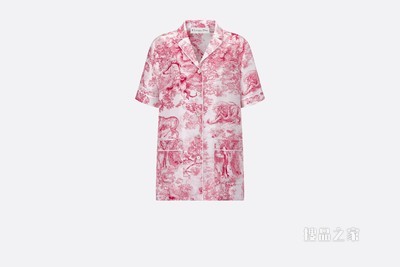 Dior Chez Moi 短袖衬衫 红色桑蚕丝斜纹面料茹伊印花