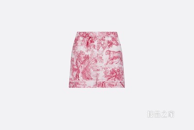 Dior Chez Moi 短裤 红色桑蚕丝斜纹面料茹伊印花