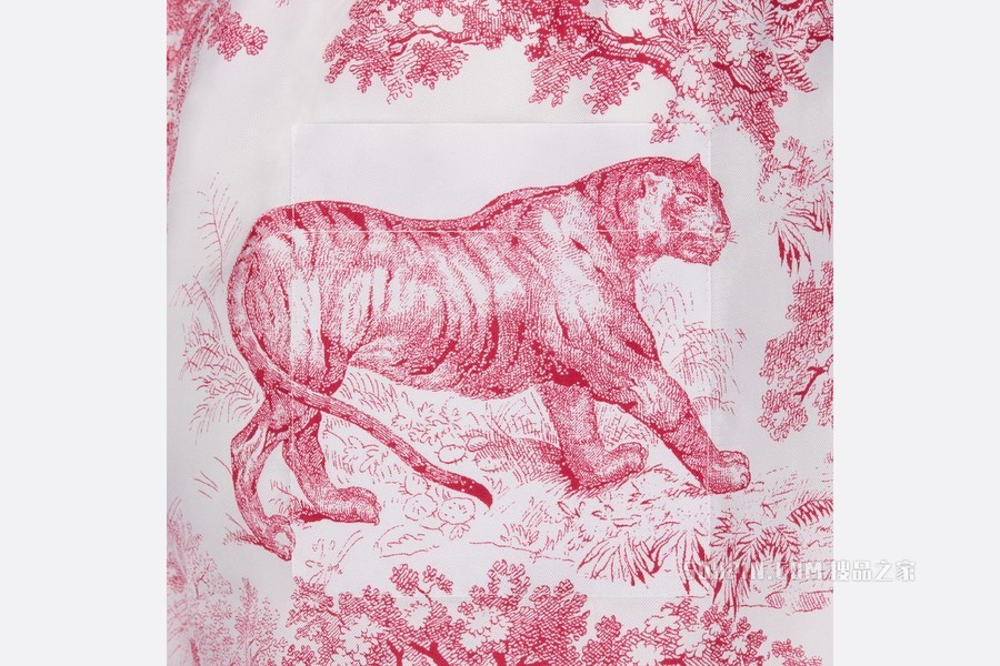 Dior Chez Moi 短裤 红色桑蚕丝斜纹面料茹伊印花