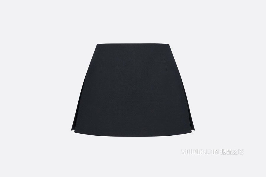 迷你裙裤 黑色羊毛和桑蚕丝混纺面料