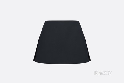迷你裙裤 黑色羊毛和桑蚕丝混纺面料