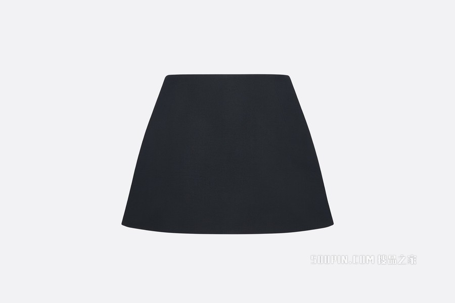 迷你裙裤 黑色羊毛和桑蚕丝混纺面料