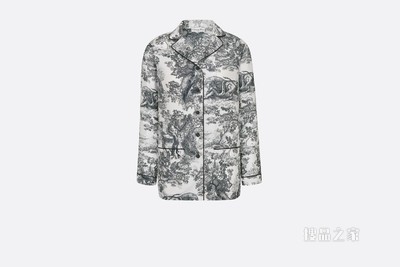 Dior Chez Moi 衬衫 白色和海军蓝色桑蚕丝斜纹茹伊印花