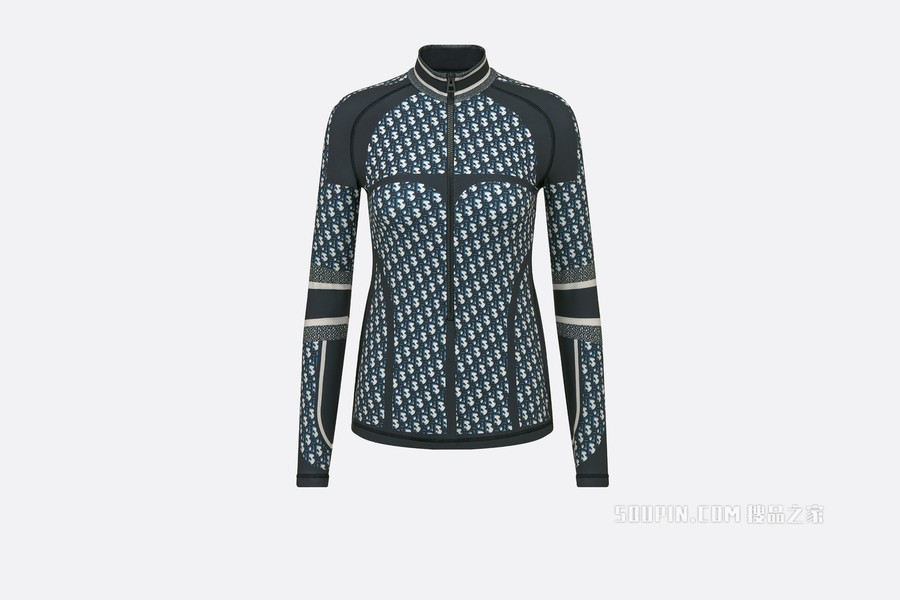 DiorAlps 拉链上衣 蓝色平纹针织科技面料 Oblique 印花