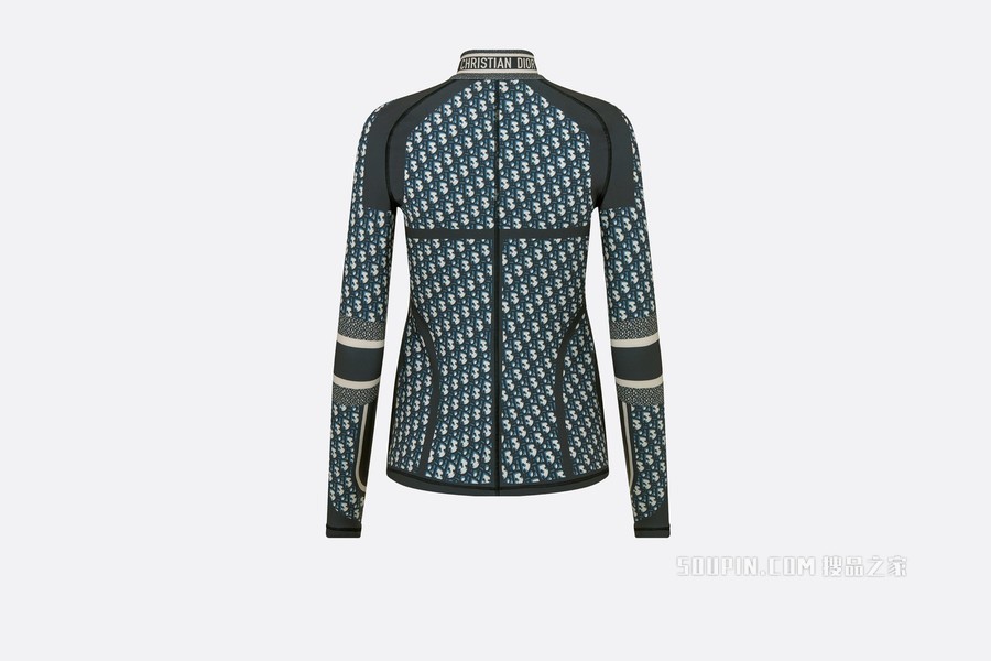 DiorAlps 拉链上衣 蓝色平纹针织科技面料 Oblique 印花