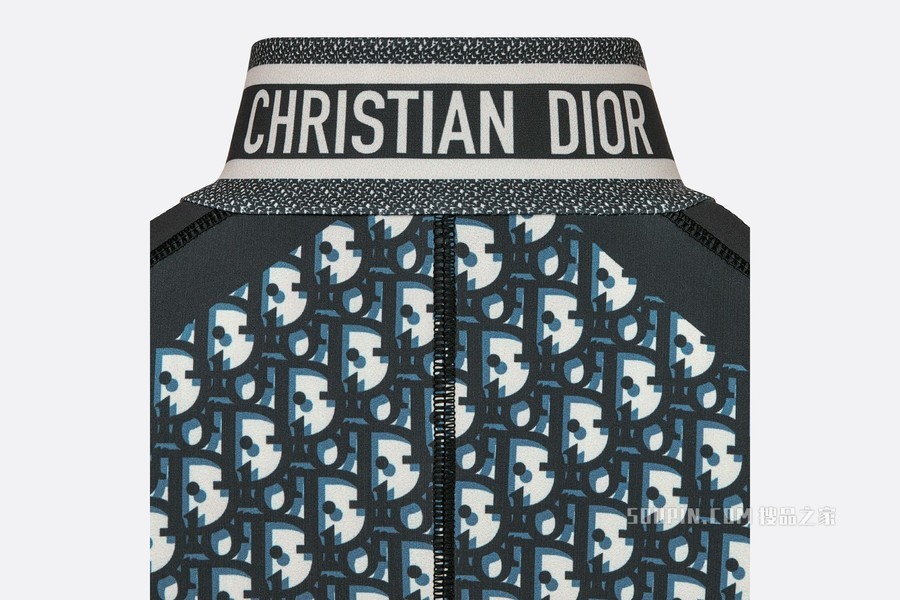 DiorAlps 拉链上衣 蓝色平纹针织科技面料 Oblique 印花