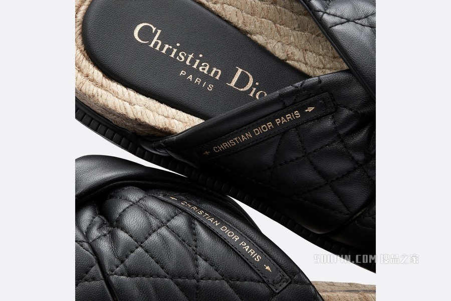 Dtwist 凉拖 黑色羊皮革藤格纹