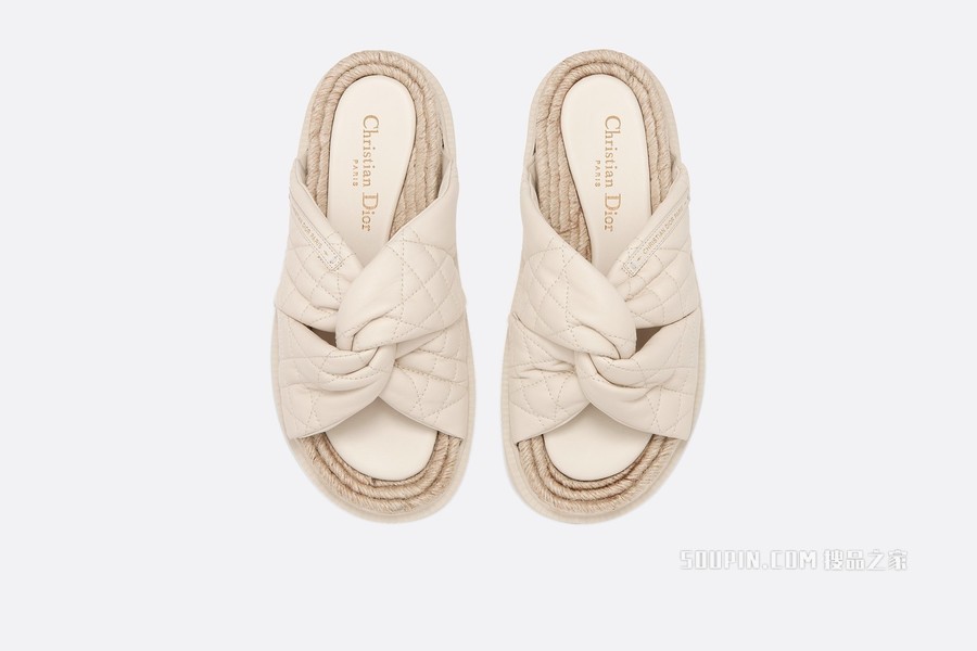 Dtwist 凉拖 白色羊皮革藤格纹