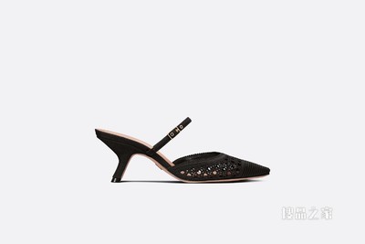 Dior Capture 高跟穆勒鞋 黑色网面藤格纹刺绣