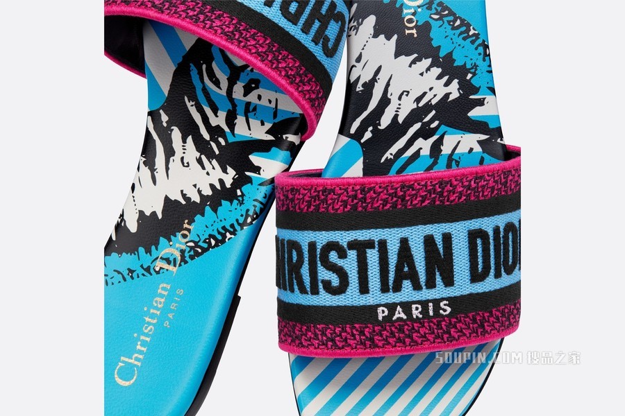 Dway 棉质凉拖 多色棉质刺绣 D-Jungle Pop 图案