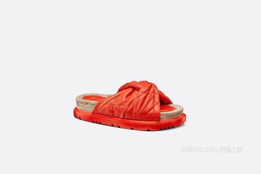 Dtwist 凉拖 亮橙色羊皮革藤格纹