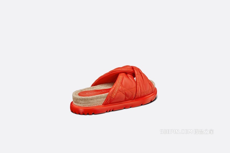 Dtwist 凉拖 亮橙色羊皮革藤格纹