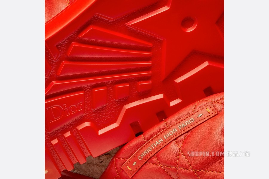 Dtwist 凉拖 亮橙色羊皮革藤格纹