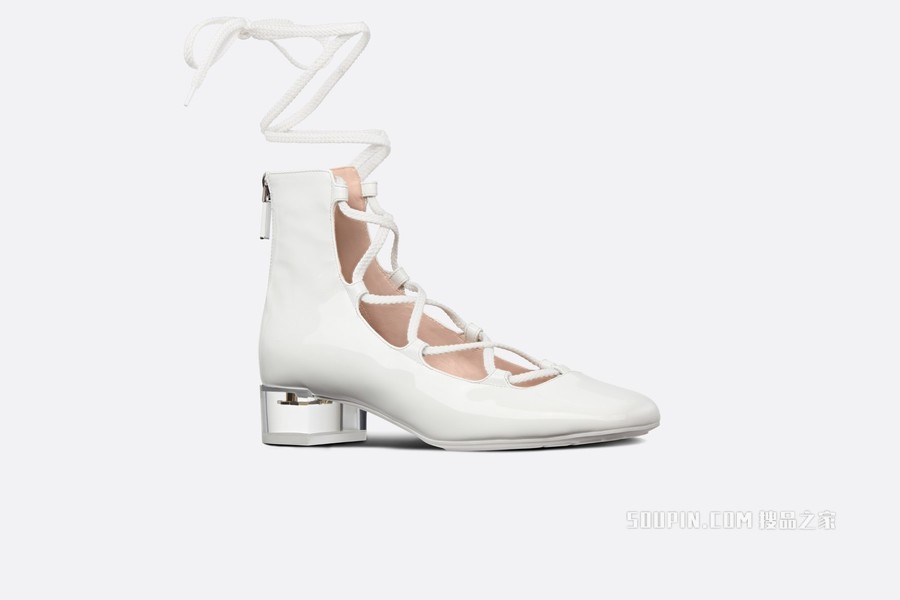 Dior Arty 系带及踝靴 白色漆皮牛皮革