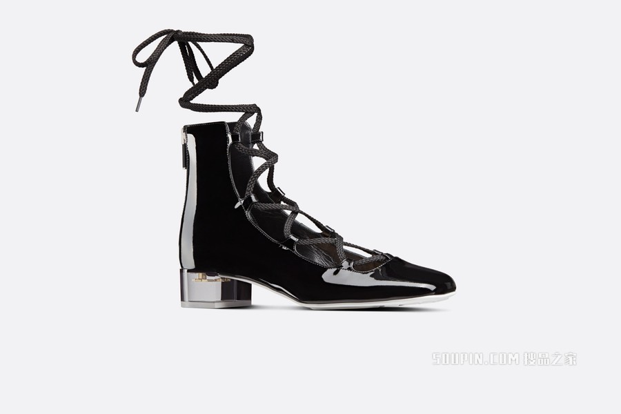 Dior Arty 系带及踝靴 黑色漆皮牛皮革
