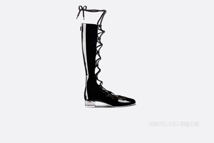Dior Arty 系带靴子 黑色漆皮牛皮革